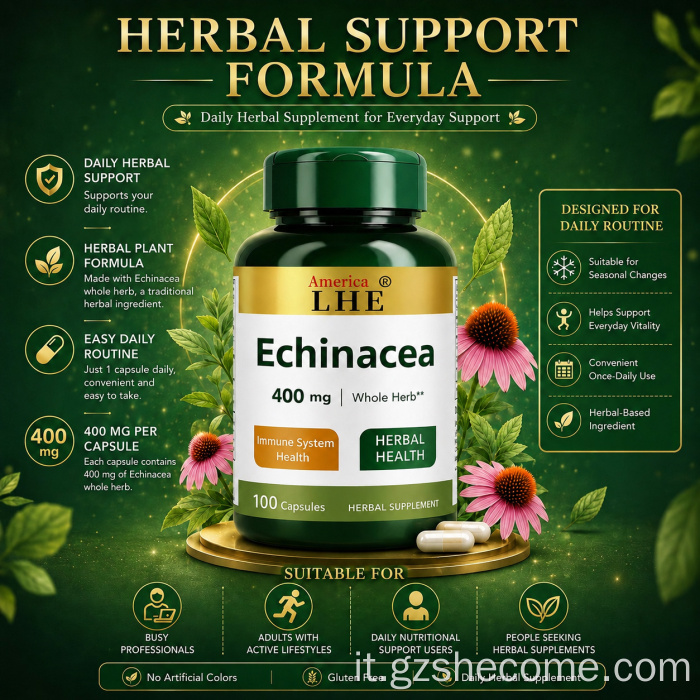 Le capsule di echinacea supportano la salute immunitaria
